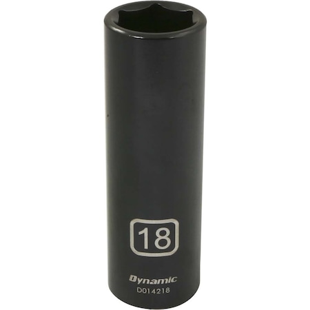 Dynamic 1/2" Drive Deep Socket, Black Phosphate, Tools 1/2" Drive 6 Point Metric, 18mm Deep Length D014218